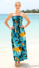 Cargar imagen en el visor de la galería, LA LEELA Long Maxi Hawaiian Palm Tree Beachy Print Tube Dress For Women P01216