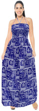 Cargar imagen en el visor de la galería, LA LEELA Long Maxi Halter Neck Tube Dress Turtle Blue For Women P01224