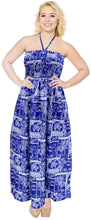 Cargar imagen en el visor de la galería, LA LEELA Long Maxi Halter Neck Tube Dress Turtle Blue For Women P01224