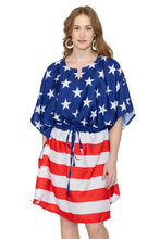 Load image into Gallery viewer, LA LEELA Women's Cover Up Caftan Red,US Flag P01286