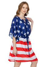 Load image into Gallery viewer, LA LEELA Women's Cover Up Caftan Red,US Flag P01286