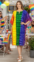 Cargar imagen en el visor de la galería, Women's Midi Relax Rainbow Pride Kaftan Dress P01288
