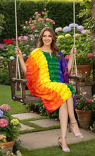 Cargar imagen en el visor de la galería, Women's Midi Relax Rainbow Pride Kaftan Dress P01288