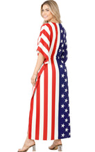 Load image into Gallery viewer, Women's Maxi Long Relax Holiday US Flag Kaftan Dress P01890