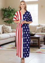 Load image into Gallery viewer, Women's Maxi Long Relax Holiday US Flag Kaftan Dress P01890