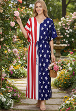 Load image into Gallery viewer, Women's Maxi Long Relax Holiday US Flag Kaftan Dress P01890