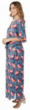 Load image into Gallery viewer, Women's Maxi Long Relax Holiday US Flag Kaftan Dress P01895