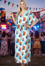 Cargar imagen en el visor de la galería, Women's Maxi Long Relax Holiday US Flag Kaftan Dress P01904