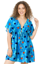 Load image into Gallery viewer, La Leela Women's Bikini Cover up V Neck Patriotic US Flag Stars P03049