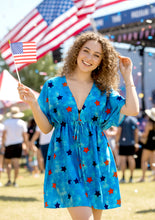 Load image into Gallery viewer, La Leela Women's Bikini Cover up V Neck Patriotic US Flag Stars P03049