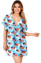 Load image into Gallery viewer, La Leela Women's Bikini cover up US Flag P03076
