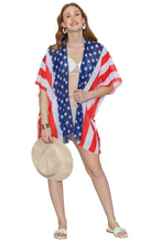 Load image into Gallery viewer, LA LEELA Women's Patriotic Duster Summer Cover Up P03294