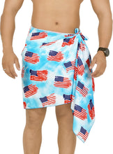Cargar imagen en el visor de la galería, LA LEELA Men's Patriotic 4th of July USA Flag Pareo P03680