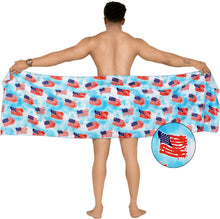 Cargar imagen en el visor de la galería, LA LEELA Men's Patriotic 4th of July USA Flag Pareo P03680