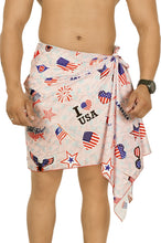 Load image into Gallery viewer, LA LEELA Men's Patriotic 4th of July USA Flag Pareo P03683