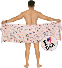 Load image into Gallery viewer, LA LEELA Men's Patriotic 4th of July USA Flag Pareo P03683