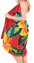 Load image into Gallery viewer, Red Non-Sheer Hand Painted Ruby Floral Sarong For Women P04027