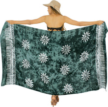 Load image into Gallery viewer, LA LEELA Bathing Towel Beach Womens Sarong Bikini Cover up Tie and dye Black printed P04102