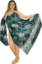 Load image into Gallery viewer, LA LEELA Bathing Towel Beach Womens Sarong Bikini Cover up Tie and dye Black printed P04102