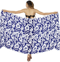 Load image into Gallery viewer, LA LEELA Women's Sarong Wraps Swimwear Cover up Wrap One Size Blue Hibiscus P04155