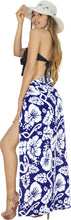 Load image into Gallery viewer, LA LEELA Women's Sarong Wraps Swimwear Cover up Wrap One Size Blue Hibiscus P04155
