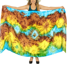 Load image into Gallery viewer, La Leela Women's Tie Dye Rayon Sarong Aqua Tie Dye P04257