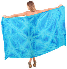 Load image into Gallery viewer, LA LEELA Sarong Beach Wrap Skirt Hawaiian Sarongs for Women Aqua Tie Dye P04272