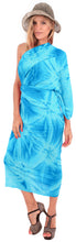 Load image into Gallery viewer, LA LEELA Sarong Beach Wrap Skirt Hawaiian Sarongs for Women Aqua Tie Dye P04272