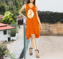Cargar imagen en el visor de la galería, LA LEELA Women's Summer Loose Vacation House Wear Swing Dresses ORANGE P04563