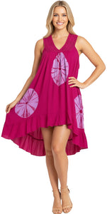LA LEELA Women's Summer Loose Vacation House Wear Swing Dresses PINK P04565