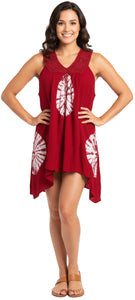 La Leela Women's Summer Loose Vacation House Wear Swing Dresses Red P04568