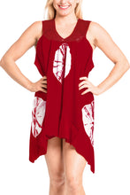 Cargar imagen en el visor de la galería, LA LEELA Women's Summer Loose Vacation House Wear Swing Dresses RED P04568