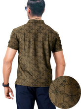 Load image into Gallery viewer, Brown Allover Hibiscus Floral Golf Polo Mens Shirt P04647