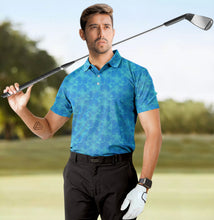 Cargar imagen en el visor de la galería, Royal Blue Allover Hibiscus Floral Golf Polo Mens Shirt P04649