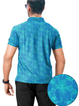 Cargar imagen en el visor de la galería, Royal Blue Allover Hibiscus Floral Golf Polo Mens Shirt P04649