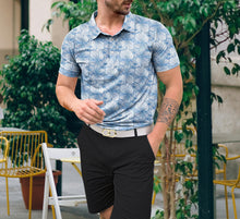 Load image into Gallery viewer, HAPPY BAY Mens Hawaiian T-Shirts Blue Hibiscus P04653