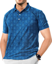 Load image into Gallery viewer, Blue Allover Pineapple Golf Polo Mens Shirt P04658
