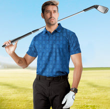 Load image into Gallery viewer, Blue Allover Pineapple Golf Polo Mens Shirt P04658