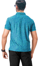 Load image into Gallery viewer, Royal Blue Allover Monstera Leaves Men's Golf Polo Shirt P04660