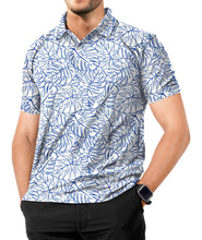 Load image into Gallery viewer, White Allover Monstera Leaves Mens Golf Polo Shirt P04662