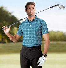 Load image into Gallery viewer, Royal Blue Allover Hibiscus Floral Golf Polo Mens Shirt P04673