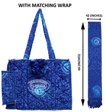 Load image into Gallery viewer, Beautiful Navy Blue Abstract Printed Hawaiian Beach Bag With Beach Wrap and Scrunchy For Women P04695