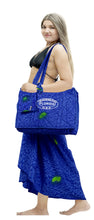 Cargar imagen en el visor de la galería, Beach  Pool Tote Bag + Purse + Beach Wrap Ethnic Blue P04697