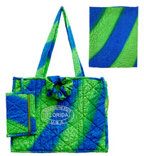 Load image into Gallery viewer, LA LEELA Women's Summer Water Resistant Pool Tote Bag with Matching Beachwear Holiday Sarong Wrap One Size Camouflage Bright Blue P04698