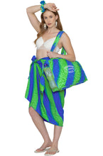 Load image into Gallery viewer, LA LEELA Women's Summer Water Resistant Pool Tote Bag with Matching Beachwear Holiday Sarong Wrap One Size Camouflage Bright Blue P04698