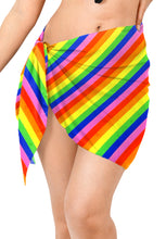 Cargar imagen en el visor de la galería, LA LEELA Women's LGBTQ Pride Rainbow Flag Cross Stripes Multi P04866