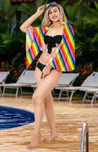 Cargar imagen en el visor de la galería, LA LEELA Women's LGBTQ Pride Rainbow Flag Cross Stripes Multi P04866