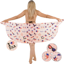 Load image into Gallery viewer, LA LEELA Summer Beach US Flag Stars Stripes Red P04895