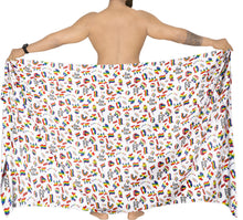 Cargar imagen en el visor de la galería, LA LEELA Men's Pareo Holiday Summer LGBTQ Sarong White Pride Celebration P05085