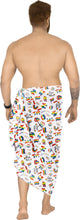 Cargar imagen en el visor de la galería, LA LEELA Men's Pareo Holiday Summer LGBTQ Sarong White Pride Celebration P05085
